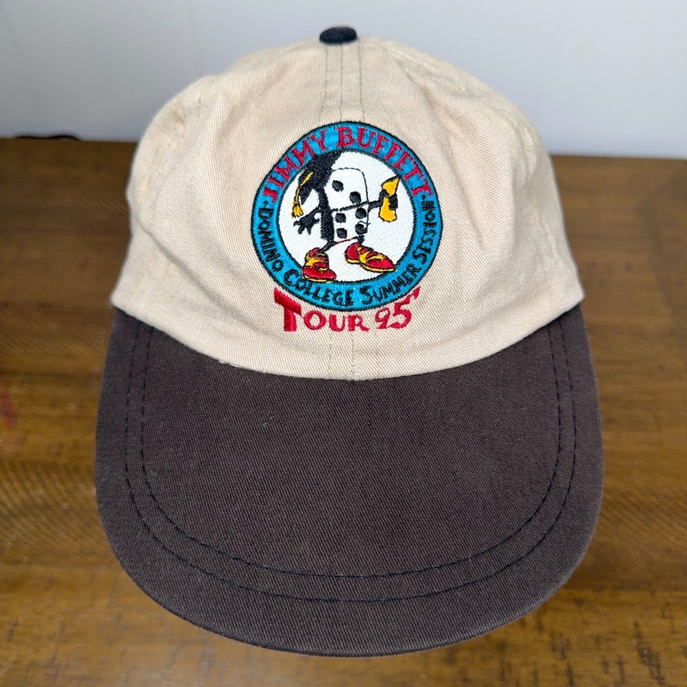 VTG Jimmy Buffett‎ Hat Beige 1995 Tour Domino College Summer Session Cap Parrot